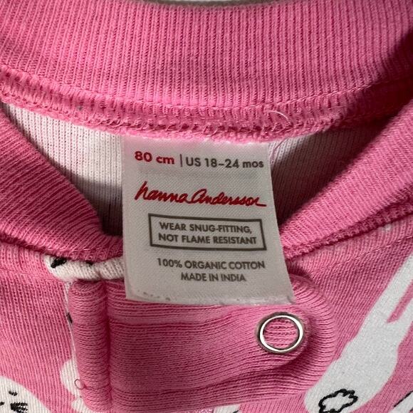 Hanna Andersson Baby Zip Sleeper Organic Cotton Bunnies Pajama US 18-24 Mos Pink - Picture 6 of 6
